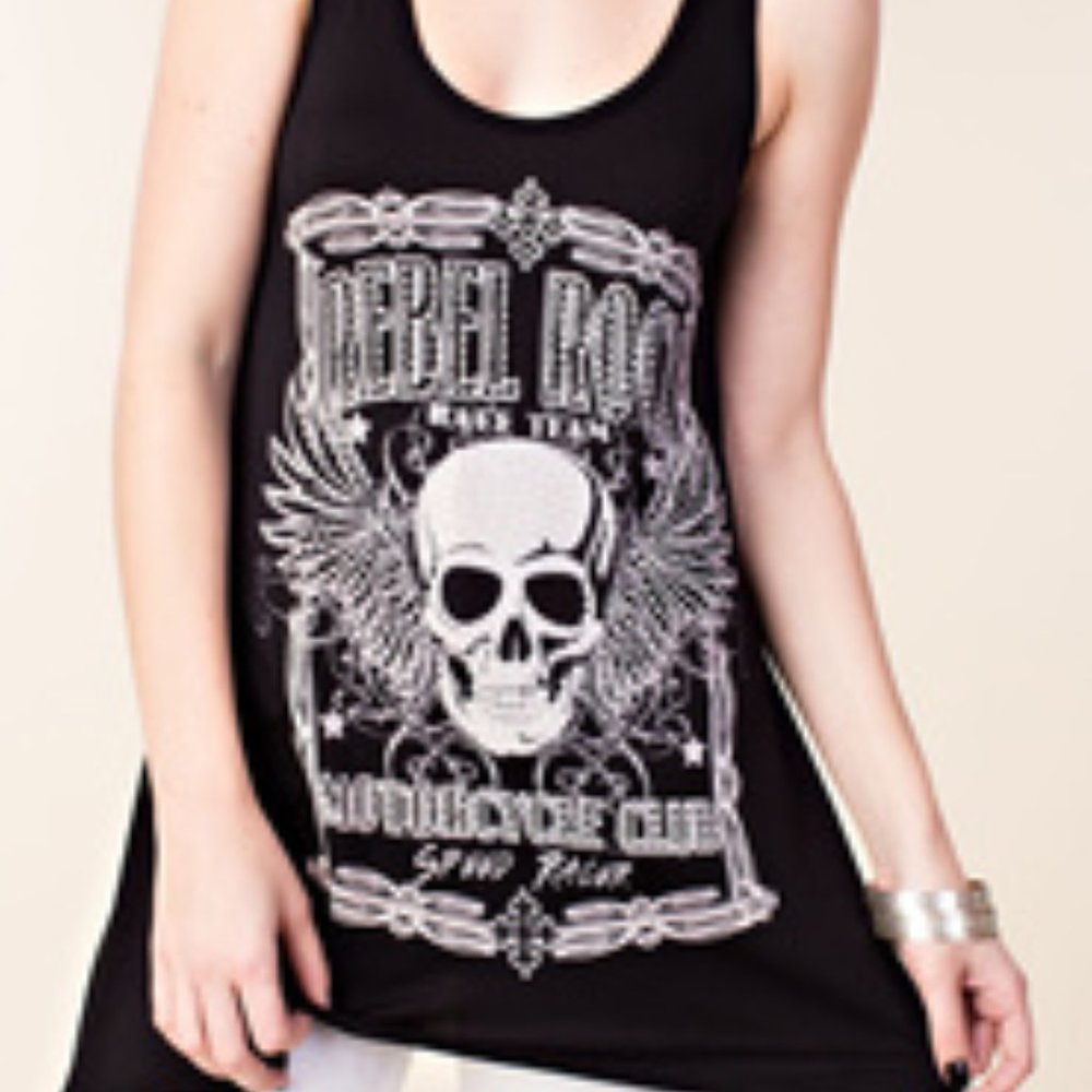 Vocal Apparel Skull Tank Top with Stones